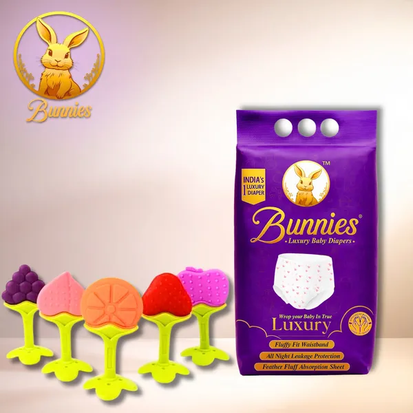 Silicone_Fruit_Teether_For_Baby_|_Fruit_Shape_Soft_Teething_Chew_Toys_For_Newborn_Babies_5_Piece_+_Super_Comfort_Pant_Style_Baby_Diapers,_Cotton_Ultra_Soft_Diaper_With_Leakage_Guard_&_Anti-Bacterial,_Moisture_Lock_Upto_12_Hrs,_Pack_Of_25_Diapers