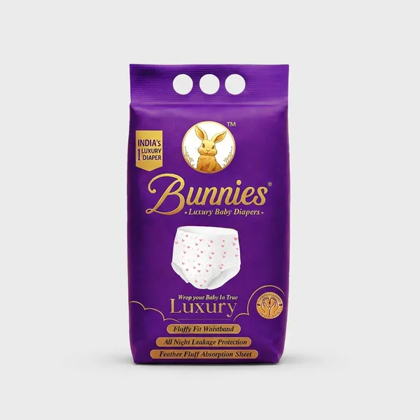 Bunnies_Baby_Teether_Mittens_Gloves_With_Fruit_Shape_Chew_Toy_For_Newborn,_Infant_&_Toddlers_(1_Glove_And_3_Fruit_Teether)_+_Bunnies_Super_Comfort_Pant_Style_Baby_Diapers,_Cotton_Ultra_Soft_Diaper_With_Leakage_Guard_&_Anti-Bacterial_,_Pack_Of_25_Diapers