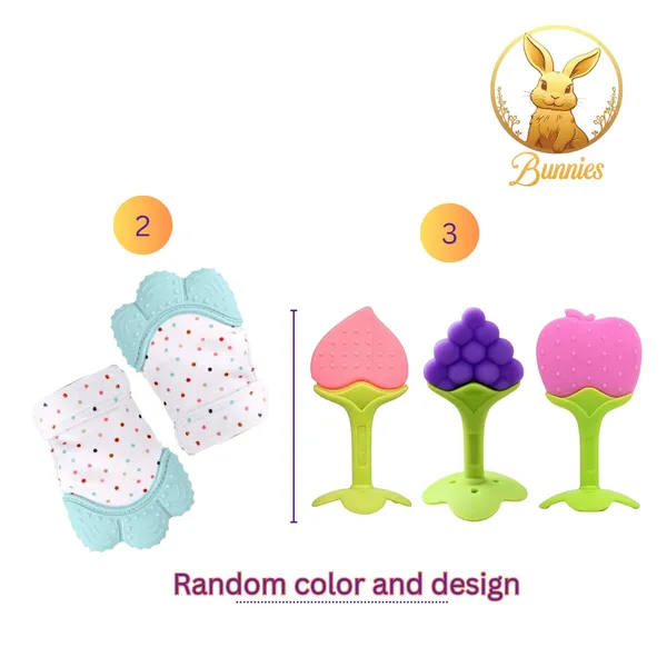 Bunnies_Baby_Teether_Mittens_Gloves_With_Fruit_Shape_Chew_Toy_For_Newborn,_Infant_&_Toddlers_|_Silicone_Teething_Gloves_For_3-36_Months_|_Soft_Teething_Toys_For_0-12_Months_Baby_Boys_&_Girls._(2_Glove_+_3_Fruit_Teether)