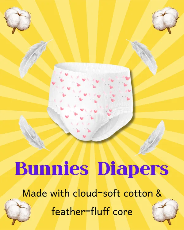 Bunnies_Super_Comfort_Pant_Style_Baby_Diapers,_Cotton_Ultra_Soft_Diaper_With_Leakage_Guard_&_Anti-Bacterial,_Moisture_Lock_Upto_12_Hrs,_Pack_Of_100_Diapers