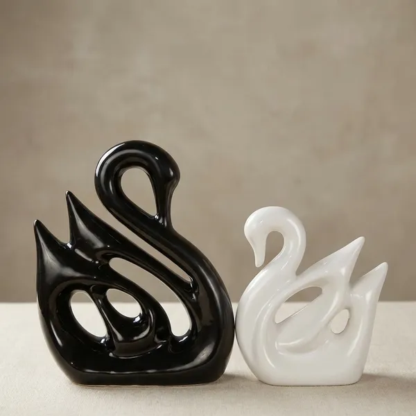 Black_And_White_Swan_Figurine_For_Home_Decor_Gifting_Pack_Of_2