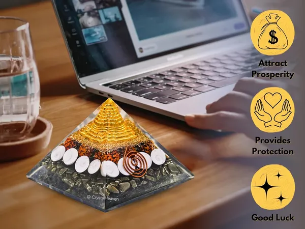 Laxmi_Money_Magnet_Pyrite_Pyramid_for_Home_|_Pyrite_with_Rudraksha,_Gomati_Chakra_&_Shree_Yantra_|_Vastu_Pooja_Item_for_Financial_Growth_&_Positive_Energy