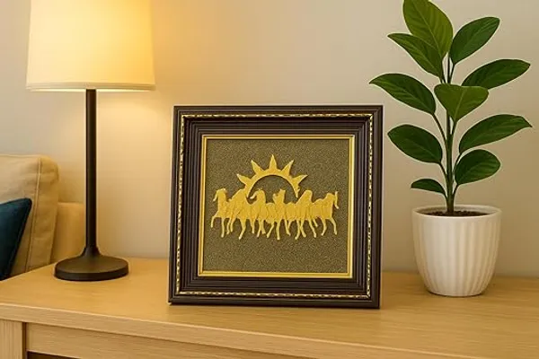 Seven_Running_Horses_with_Sun_Pyrite_Stone_Frame_With_Vastu_Attract_Money,_Protection_and_Chakra_Healing_-_Wooden_Photo_Frame_Wall_Decor_Items_for_Living_Room_Pyrite_Dust_for_Money_Success