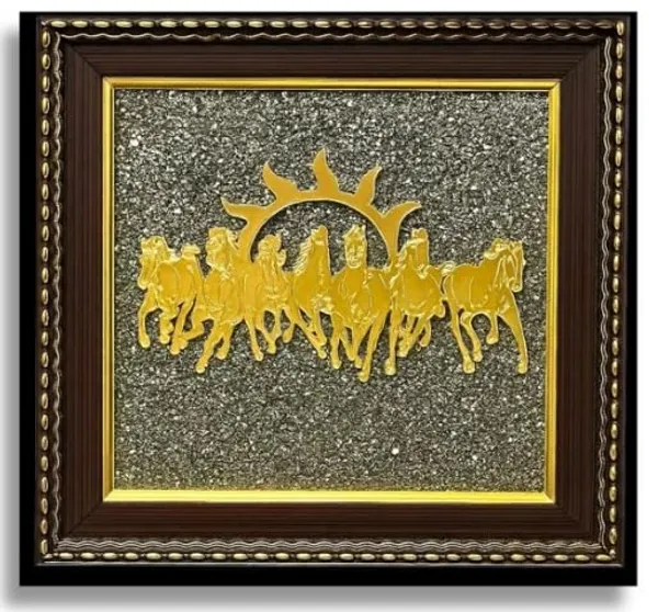 Seven_Running_Horses_with_Sun_Pyrite_Stone_Frame_With_Vastu_Attract_Money,_Protection_and_Chakra_Healing_-_Wooden_Photo_Frame_Wall_Decor_Items_for_Living_Room_Pyrite_Dust_for_Money_Success