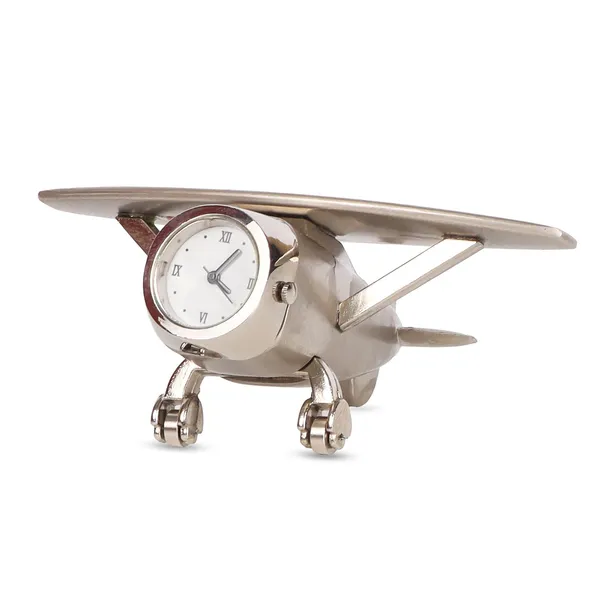 Silver_Colour_With_White_Dial_Metal_Aeroplane_Clock_Paperweight_Showpiece_For_Home_Decor_And_Gifting