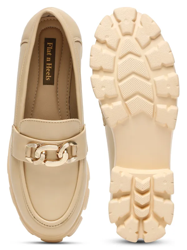 Beige_Synthetic_Leather_Loafers_For_Women_And_Girls