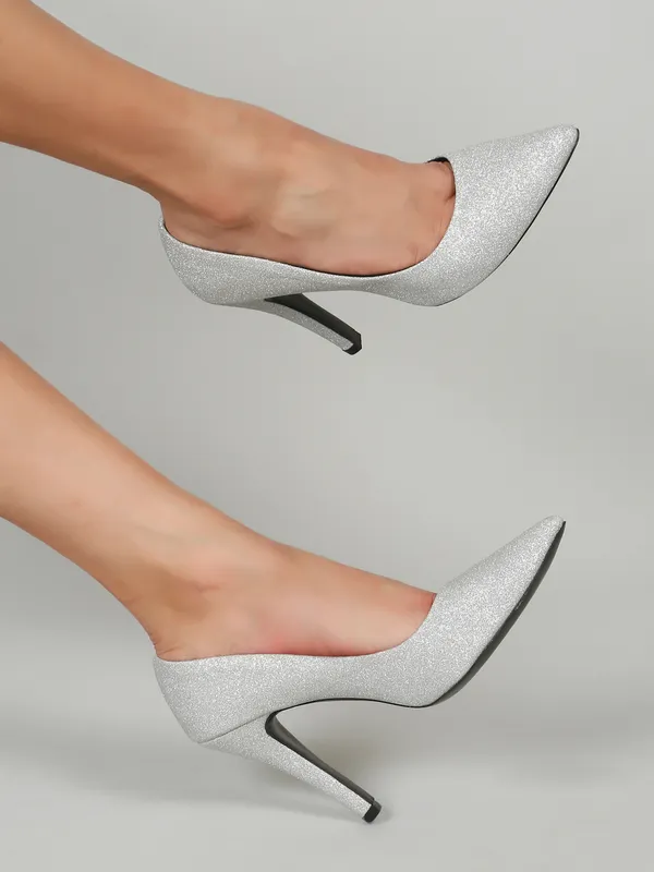 Silver_Synthetic_Leather_Block_Heels_Pumps_Slip_On_For_Women_And_Girls
