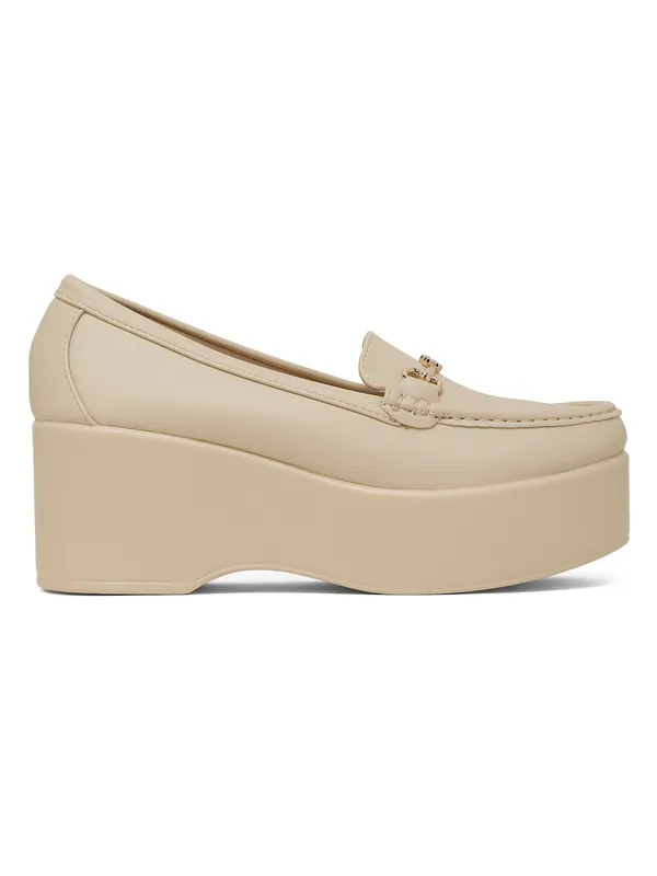 Beige_Synthetic_Leather_Loafers_For_Women_And_Girls