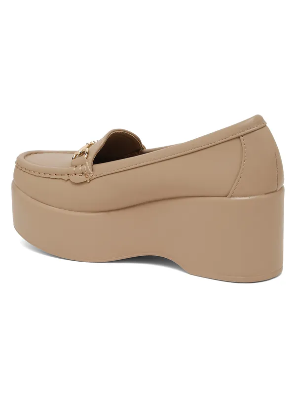 Khaki_Synthetic_Leather_Loafers_For_Women_And_Girls