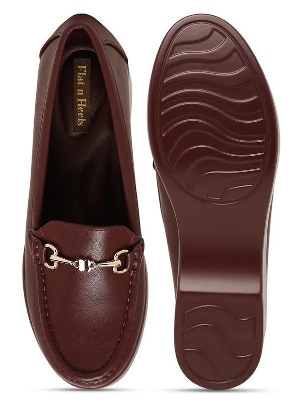 Maroon_Synthetic_Leather_Loafers_For_Women_And_Girls