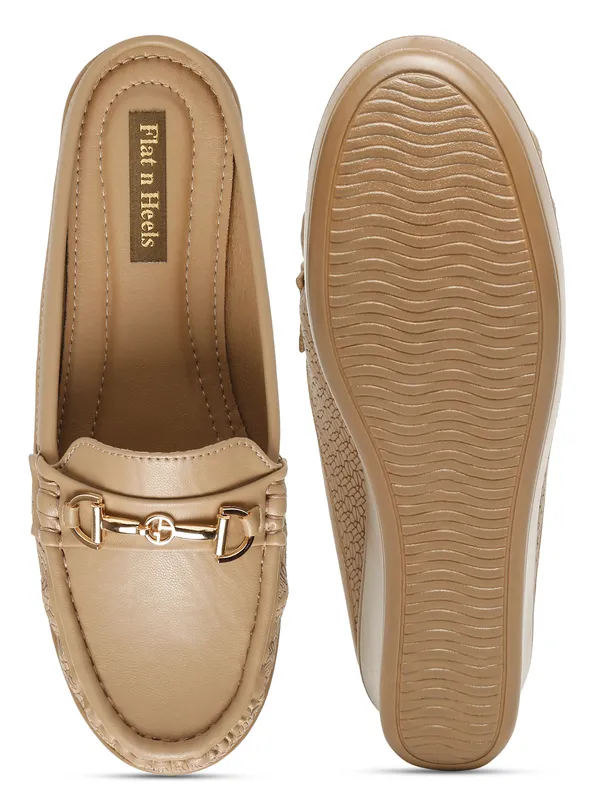 Khaki_Synthetic_Leather_Loafers_For_Women_And_Girls