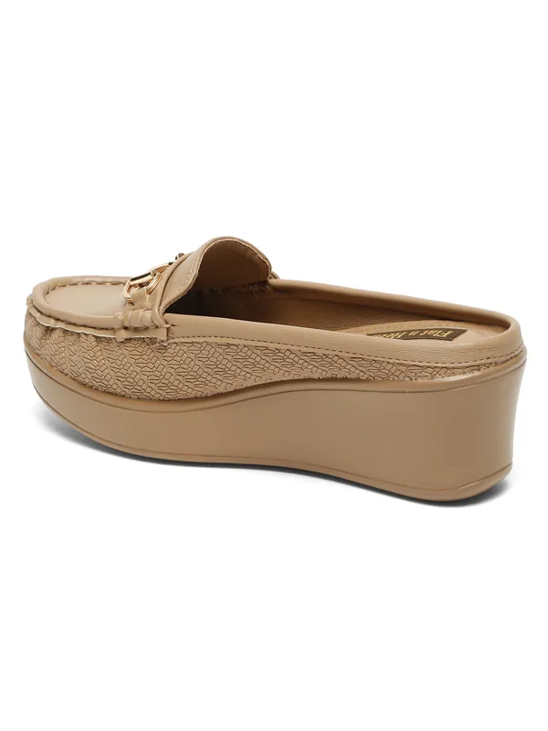 Khaki_Synthetic_Leather_Loafers_For_Women_And_Girls
