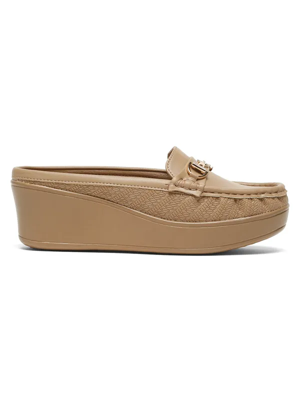 Khaki_Synthetic_Leather_Loafers_For_Women_And_Girls