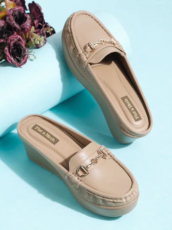 Khaki_Synthetic_Leather_Loafers_For_Women_And_Girls