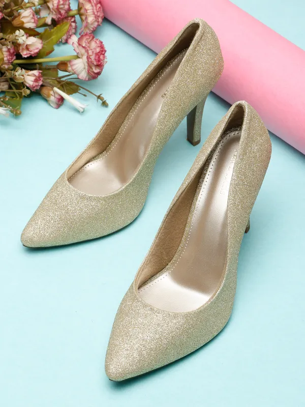 Gold_Synthetic_Leather_Block_Heels_Pumps_Slip_On_For_Women_And_Girls
