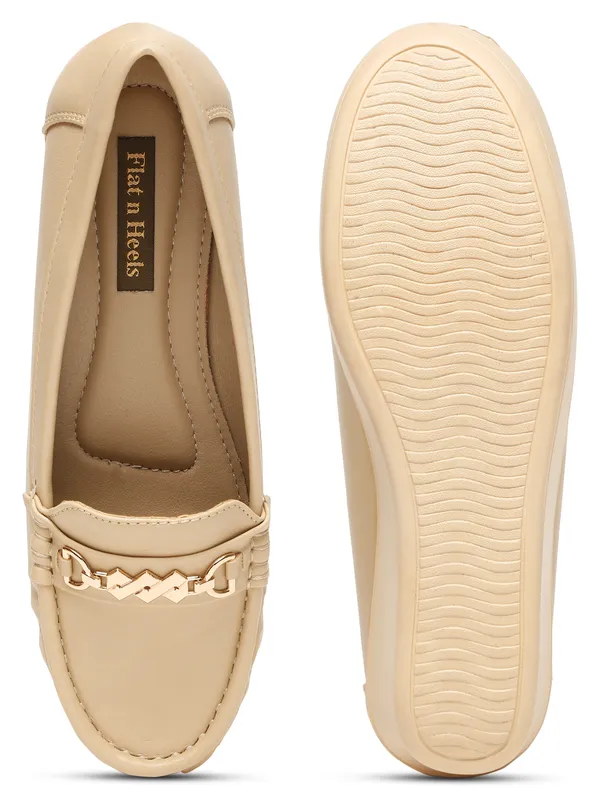 Beige_Synthetic_Leather_Loafers_For_Women_And_Girls