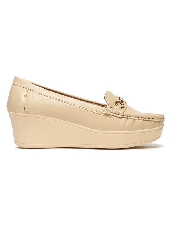 Beige_Synthetic_Leather_Loafers_For_Women_And_Girls