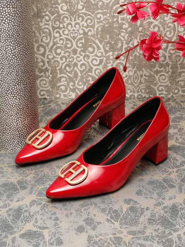 Red_Patent_Block_Heels_Pumps_Slip_On_For_Women_And_Girls