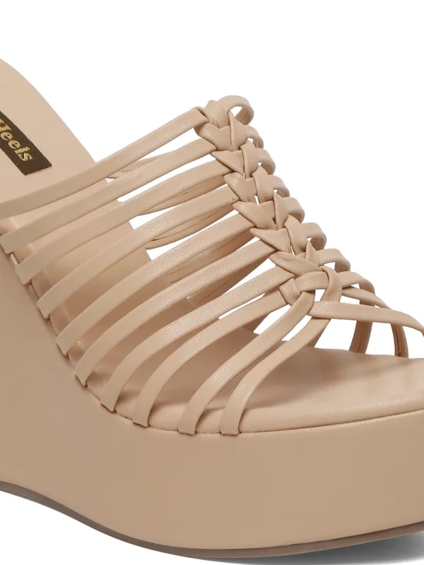 Beige_Synthetic_Leather_Wedge_Heels_Pumps_Slip_On_For_Women_And_Girls
