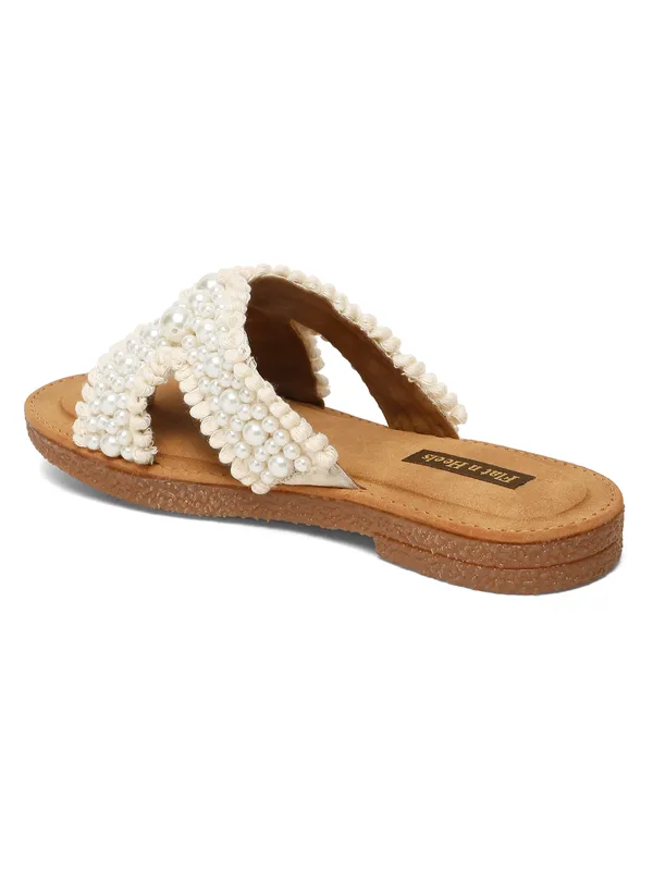Beige_Fabric_Flat_Sandal_For_Women_And_Girls