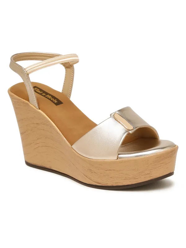 Gold_Synthetic_Leather_Wedge_Heels_Pumps_Sandal_For_Women_And_Girls