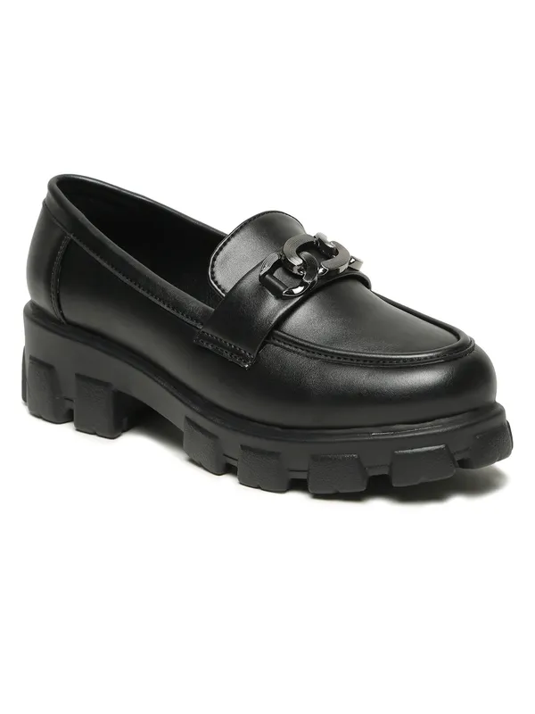 Black_Synthetic_Leather_Loafers_For_Women_And_Girls