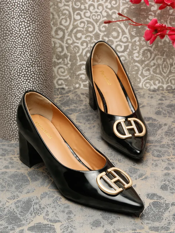 Black_Patent_Block_Heels_Pumps_Slip_On_For_Women_And_Girls