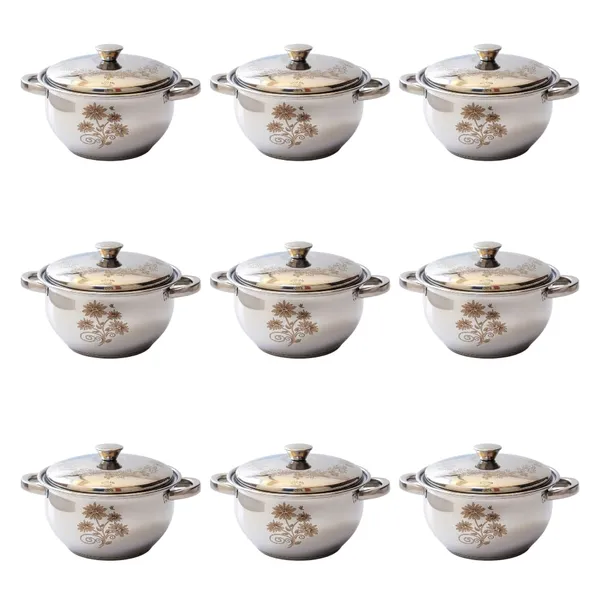 Stainless_Steel_Donga_Handi_Serving_Set_2000_Ml_Each_Laser_Design_Ideal_For_Gifting_Pack_Of_9