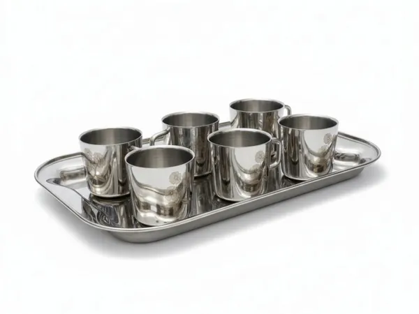 Stainless_Steel_Tray_And_Cup_Set_Floral_Design_Ideal_For_Tea_Serving_Pack_Of_1_Tray_And_6_Cups