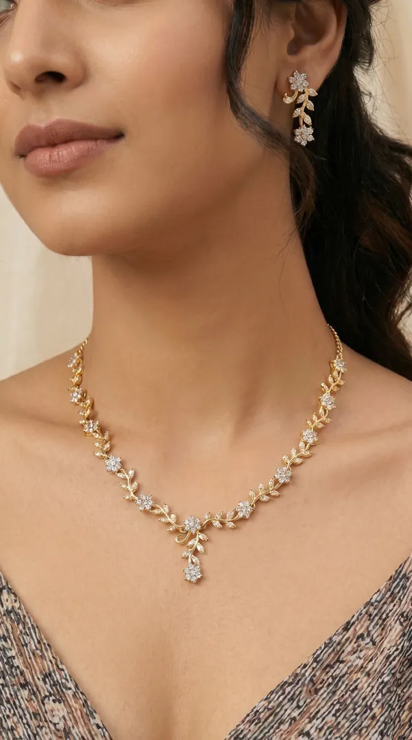 Rose_Gold_Floral_Vine_Necklace_&_Earrings_Set_with_White_Stone_Detailing