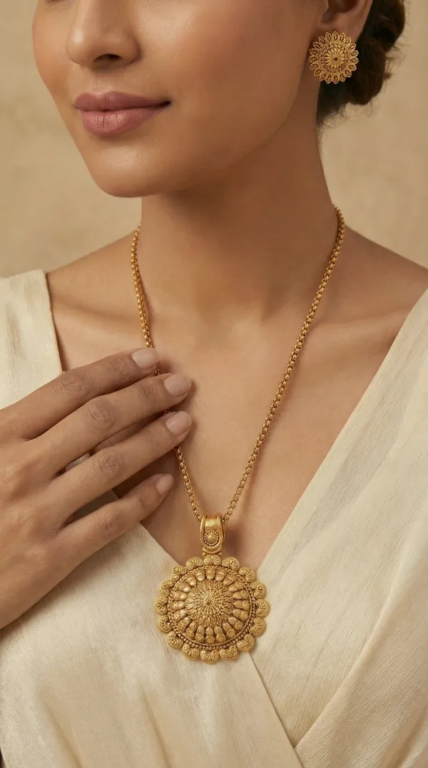 Micro_Gold_Plated_AD_Diamond_Studded_Fancy_Oval_Pendant_Set_with_Chain