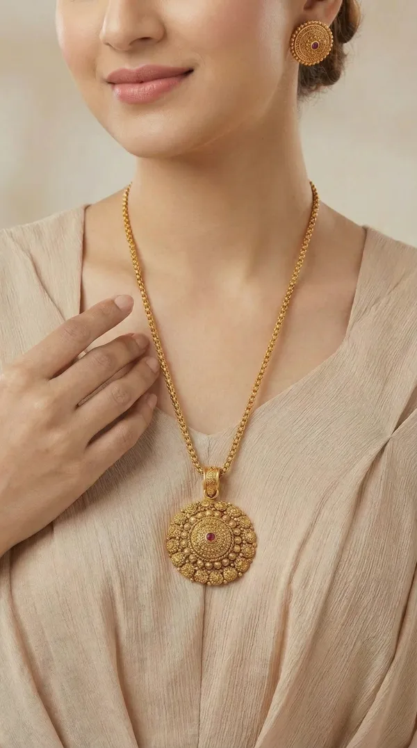 Micro_Gold_Plated_AD_Diamond_Studded_Fancy_Oval_Pendant_Set_with_Chain