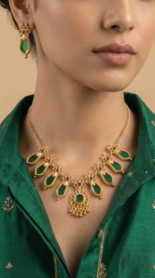 Traditional_Gold-Plated_Necklace_Set_with_Earrings