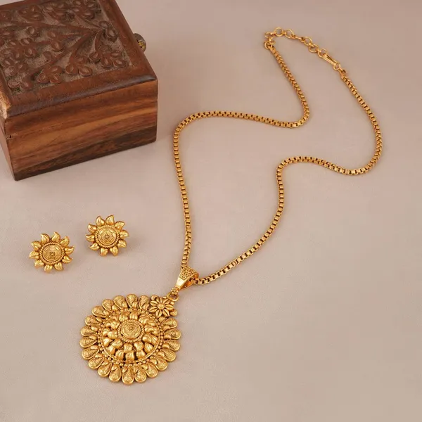 Antique_Gold_Sunflower_Pendant_Necklace_Set_with_Matching_Earrings