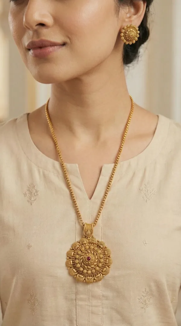 Micro_Gold_Plated_AD_Diamond_Studded_Fancy_Oval_Pendant_Set_with_Chain