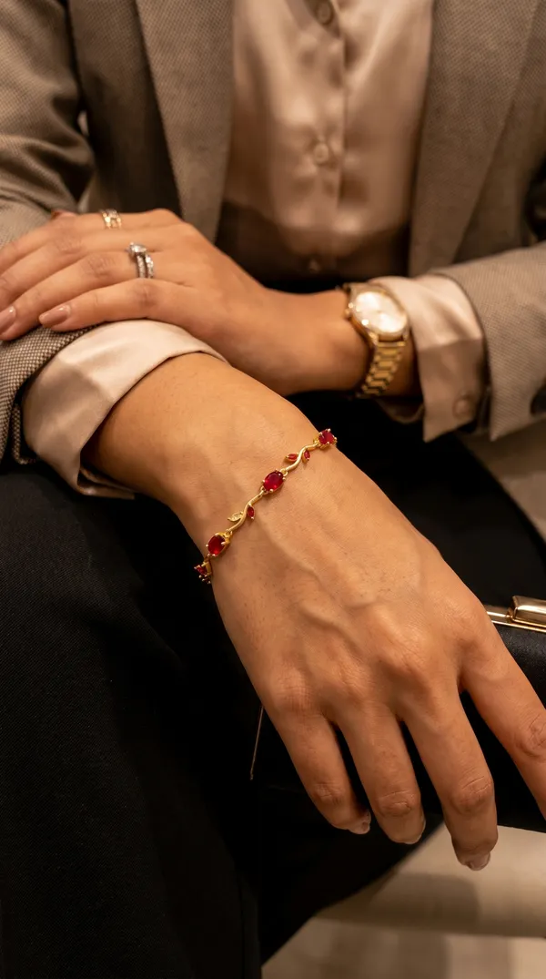 Gold_Plated_Red_Stone_Floral_Design_Bracelet_for_Women