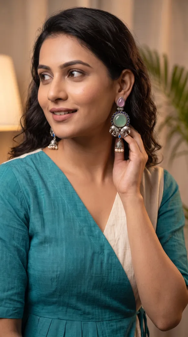 Traditional_Oxidised_Silver_Elephant_Motif_Long_Earrings