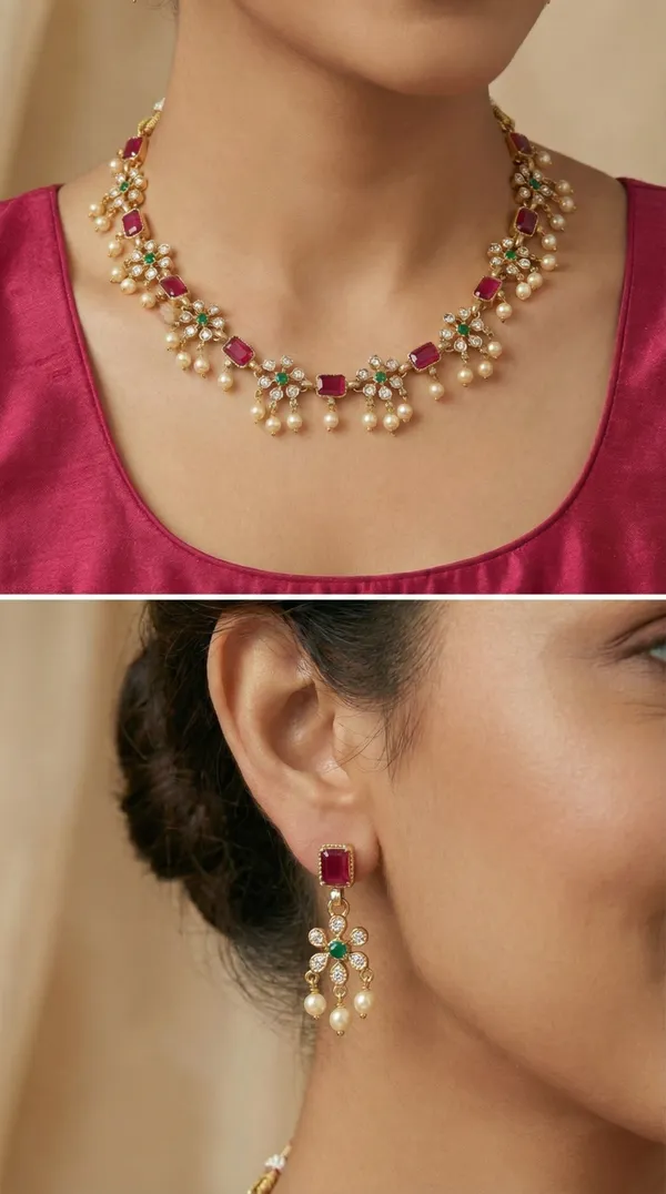 Antique_Gold_Ruby_Beads_Elephant_Design_Choker_Necklace_Set