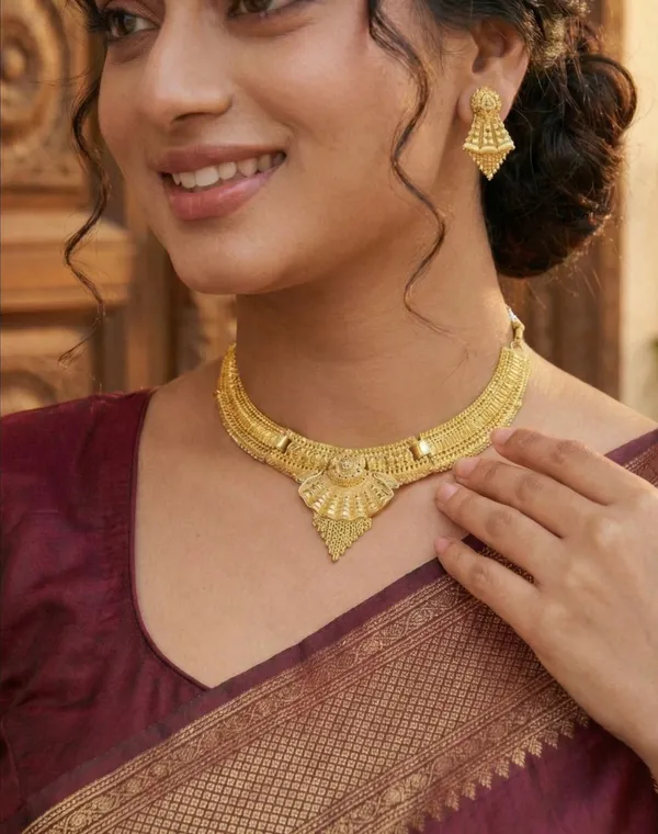 Rose_Gold_Traditional_Gold_Plated_Necklace_Set_With_Earrings_For_Women