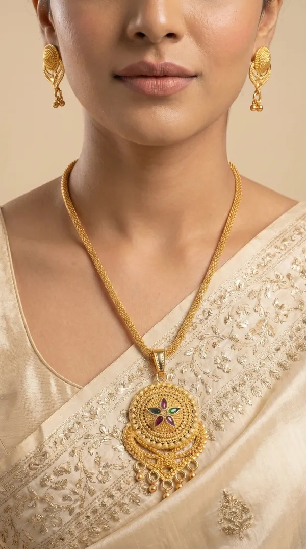 Micro_Gold_Plated_AD_Diamond_Studded_Fancy_Oval_Pendant_Set_with_Chain
