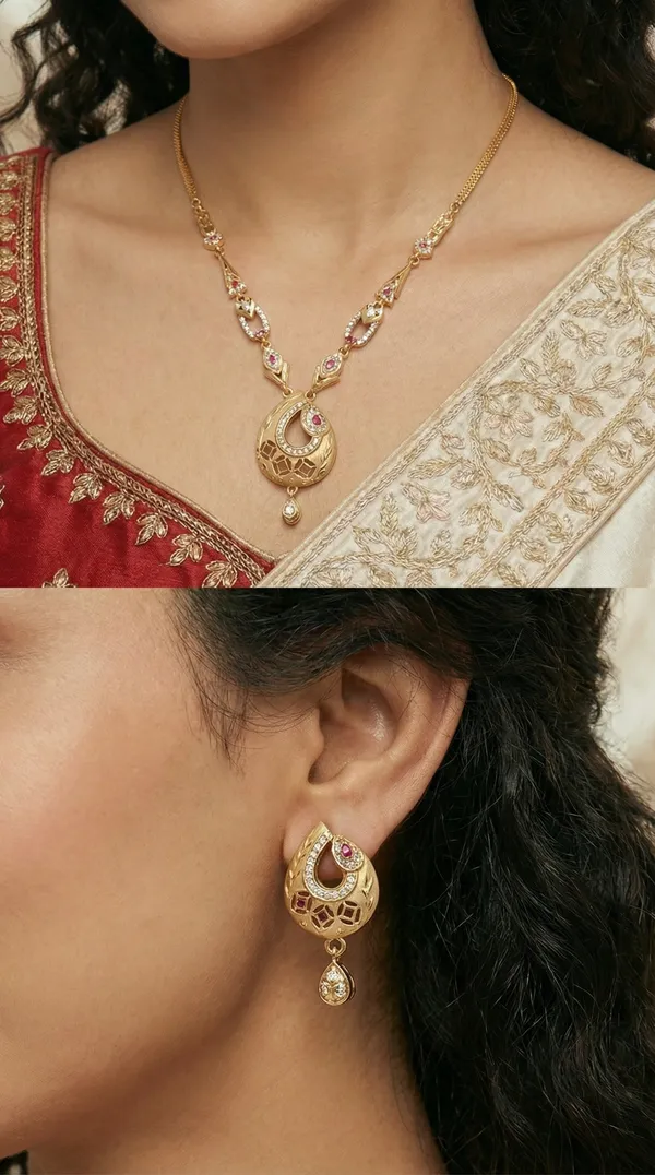 Micro_Gold_Plated_AD_Diamond_Studded_Fancy_Forming_Necklace_with_Earrings_for_Women