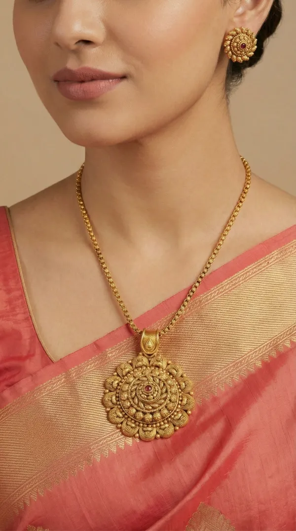 Micro_Gold_Plated_AD_Diamond_Studded_Fancy_Oval_Pendant_Set_with_Chain