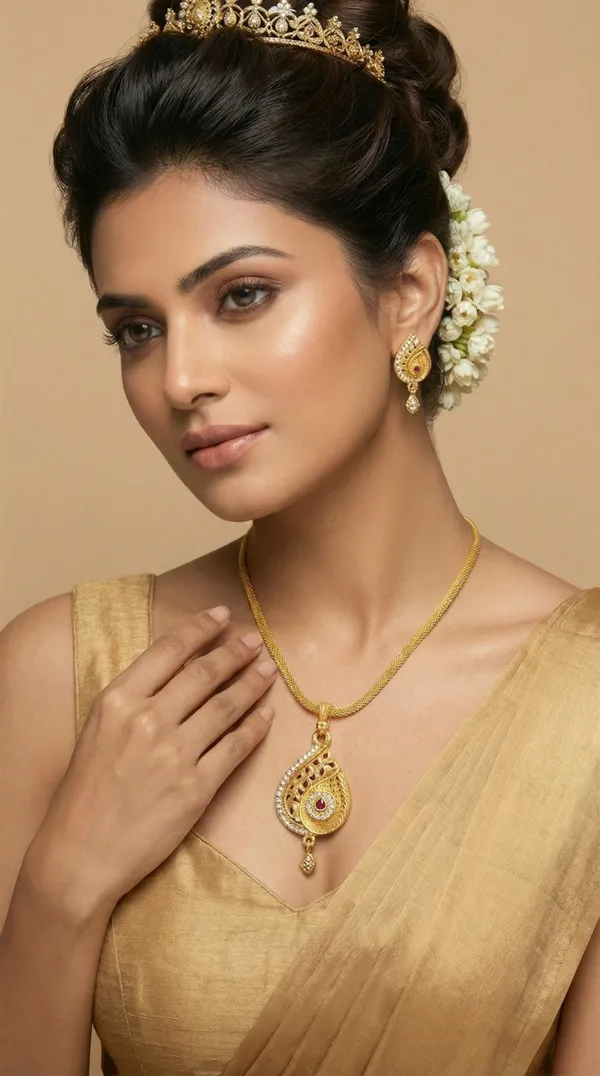 Micro_Gold_Plated_AD_Diamond_Studded_Fancy_Oval_Pendant_Set_with_Chain