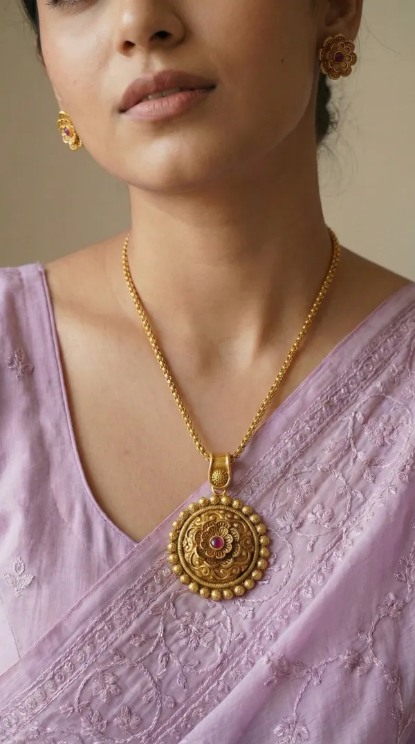 Micro_Gold_Plated_AD_Diamond_Studded_Fancy_Oval_Pendant_Set_with_Chain