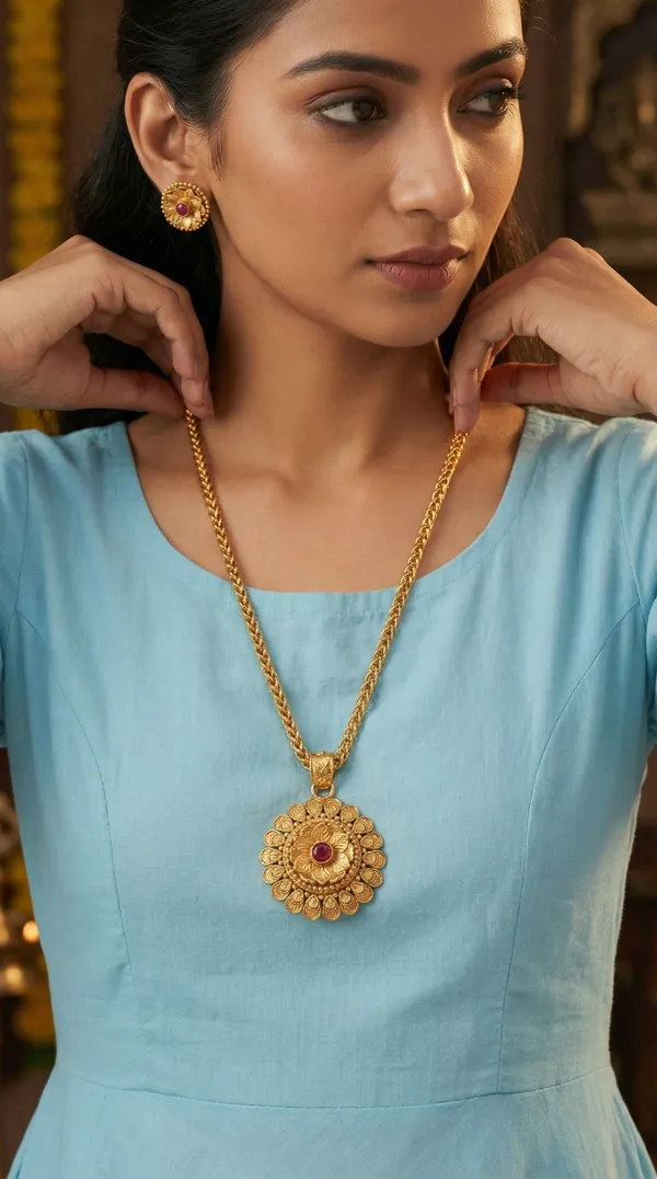 Micro_Gold_Plated_AD_Diamond_Studded_Fancy_Oval_Pendant_Set_with_Chain