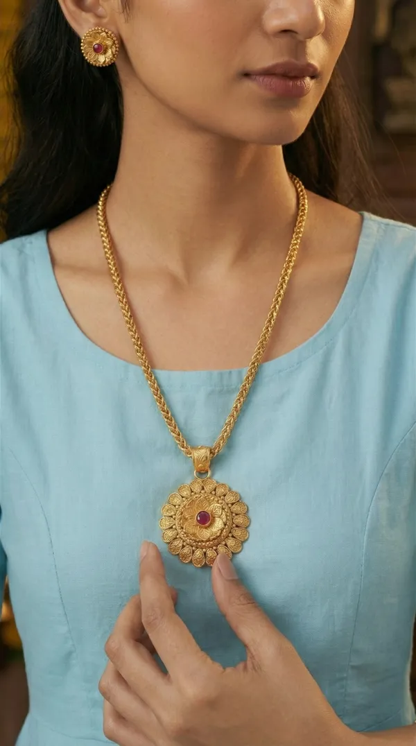 Micro_Gold_Plated_AD_Diamond_Studded_Fancy_Oval_Pendant_Set_with_Chain