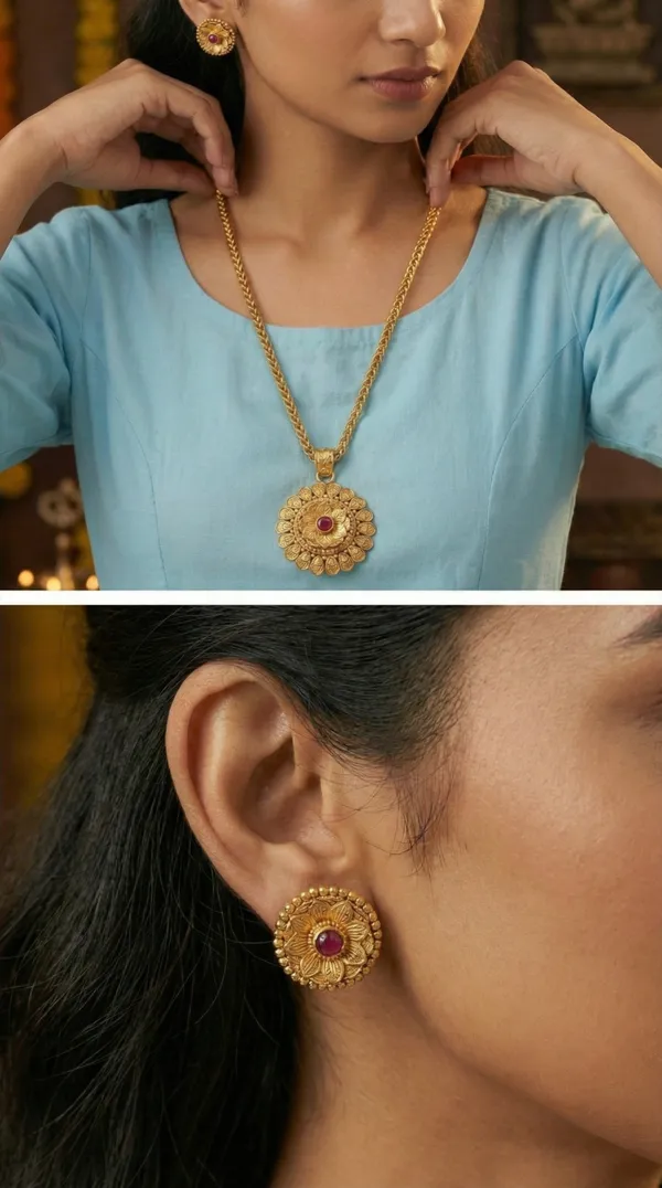 Micro_Gold_Plated_AD_Diamond_Studded_Fancy_Oval_Pendant_Set_with_Chain