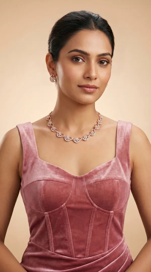 Elegant_Floral_Pattern_Diamond_Necklace_with_Matching_Earrings_Set