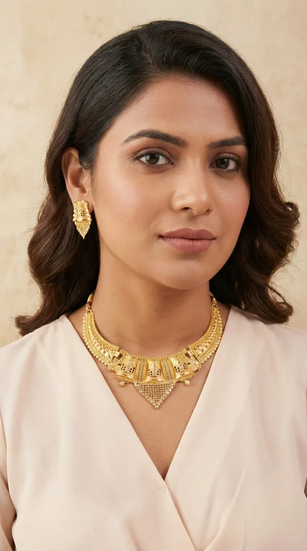 Rose_Gold_Traditional_Gold_Plated_Anti_Tarnish__Necklace_Set_With_Earrings_For_Women