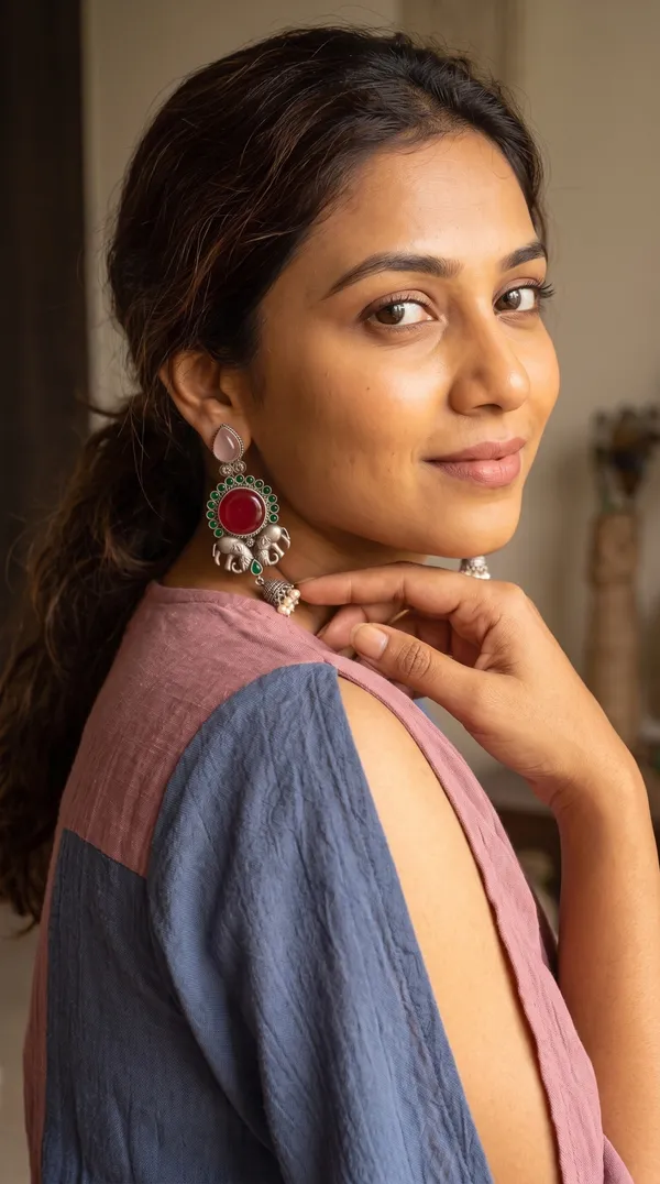 Traditional_Oxidised_Silver_Elephant_Motif_Long_Earrings